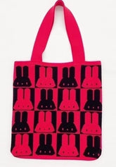 Red and Black Mod Bunny Patch Knit Handbag